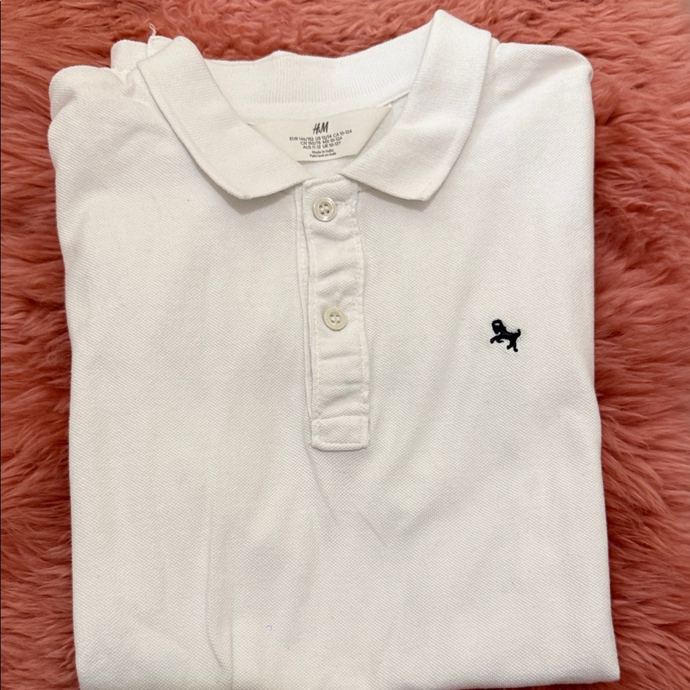 H&M White Polo with Black Embroidery